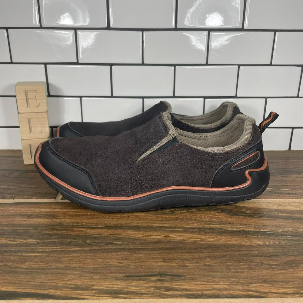Lands' End Mens Brown Suede Slip On Comfort Moc 432755 Size 8 D